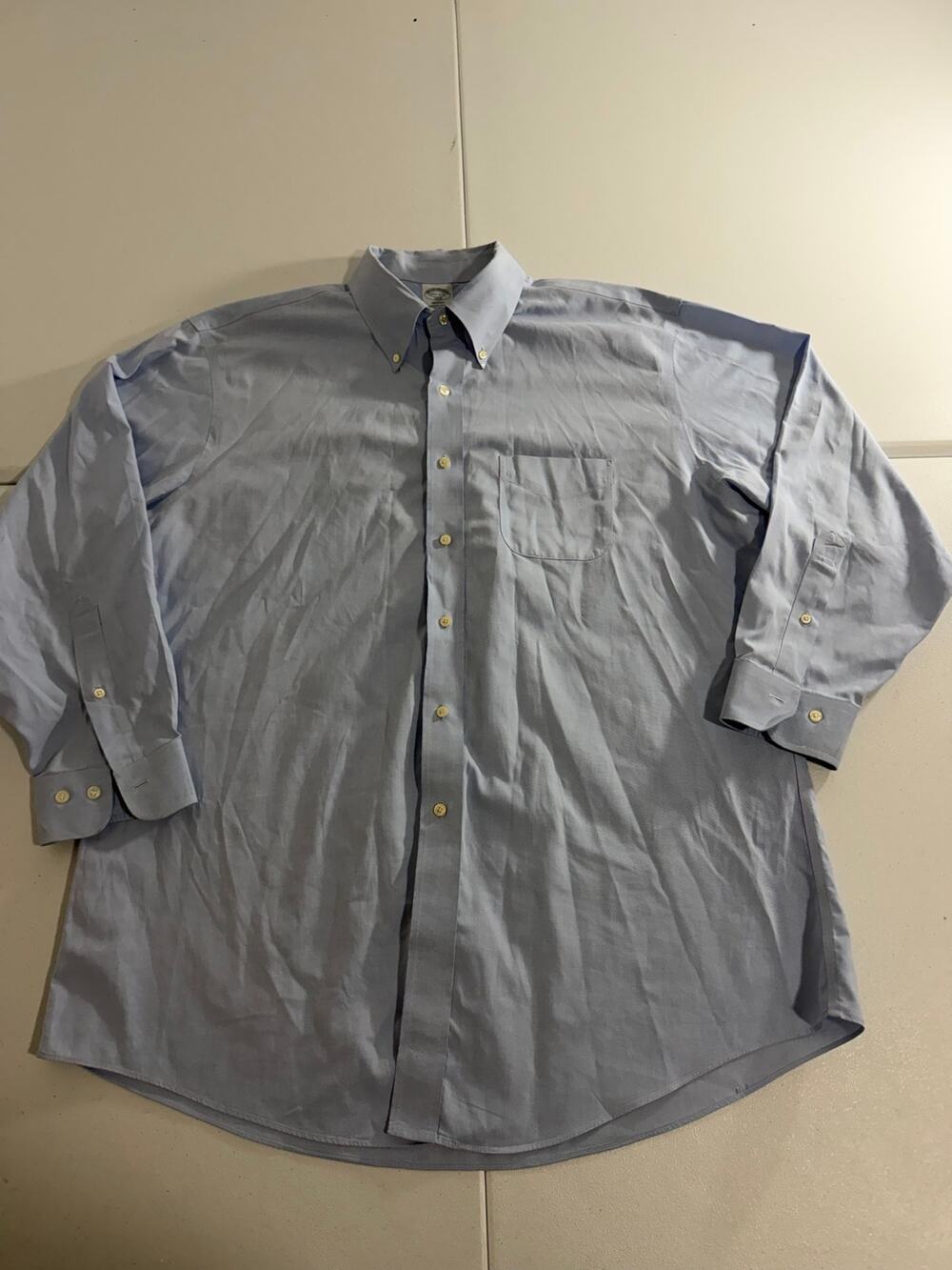 Brooks Brothers Regent Dress Shirt Mens 17.5-2/3 Blue Non Iron All Cotton